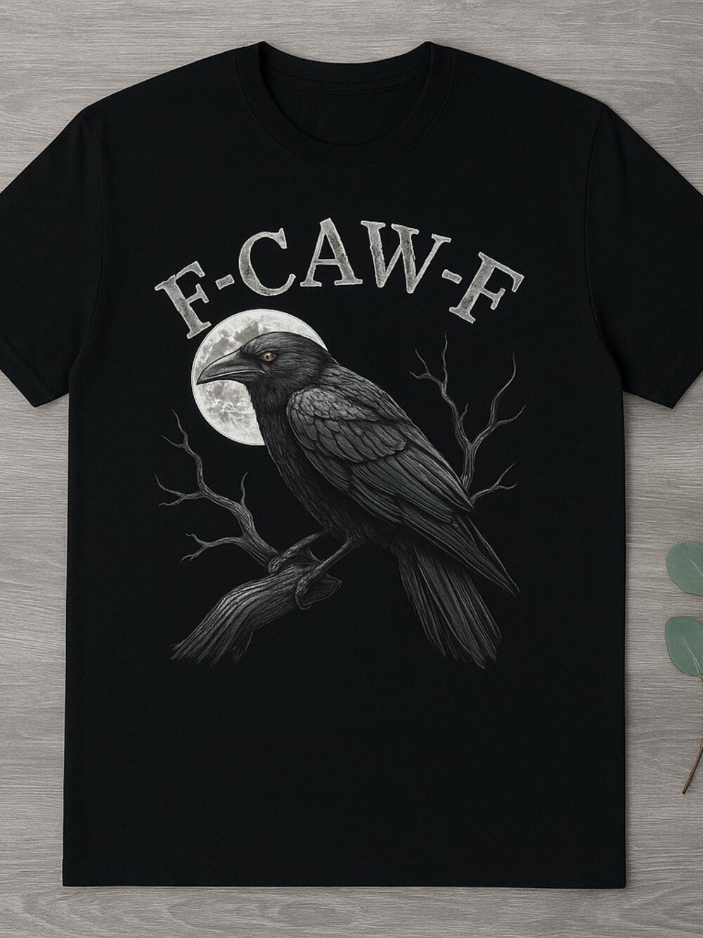 F-Caw-F Funny Gothic Black Crow Raven Moon T-Shirt